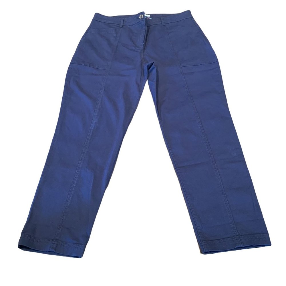 Boden Women's Sz 12 Navy Blue Casual Straight Leg Pants High Waist Stretch